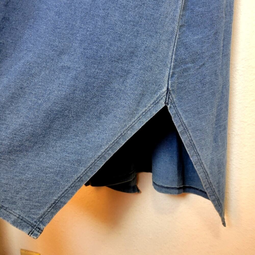 J.JILL Pure Jill Indigo Denim Chambray Blue Cotton Swing Midi Dress Spring Sz XS - Picture 6 of 11